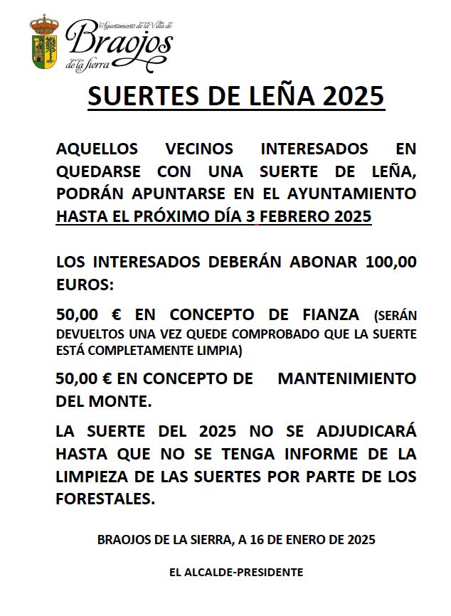 Suertes leña 2025 Braojos